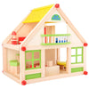 Sunny Side House - 2 Story Wooden Dollhouse with Furniture Set - KraftsandTales